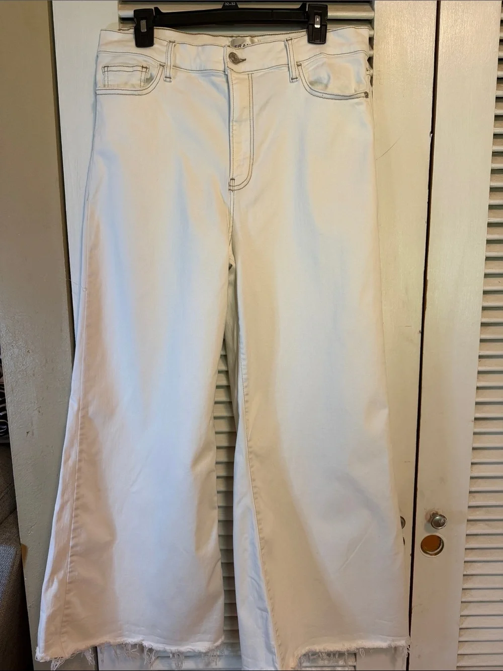 Frame Denim White Wide-Leg Crop Jeans